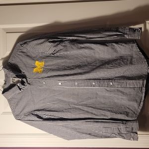 Russell Mens Small plaid University of Michigan long sleeve casual dress shirt